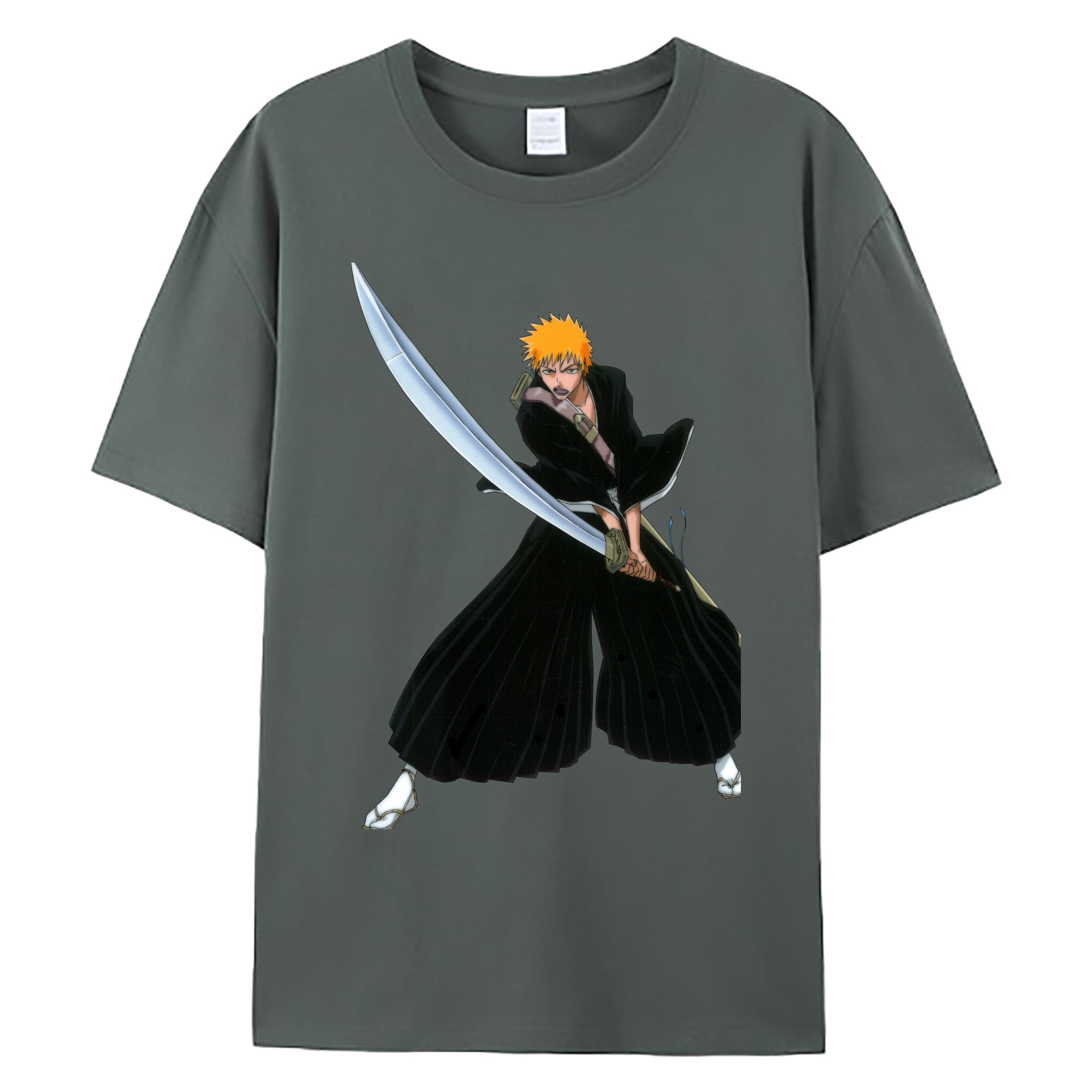（画像用） ブリーチ 黒崎一護（くろさき いちご）BLEACH Kurosaki Ichigo 綿100％ メンズ半袖Tシャツ｜肌触りやわらか＆通気性